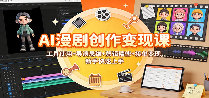 AI漫剧创作变现课：工具使用+导演思维+剪辑精修+接单变现，新手快速上手-小目标云网创