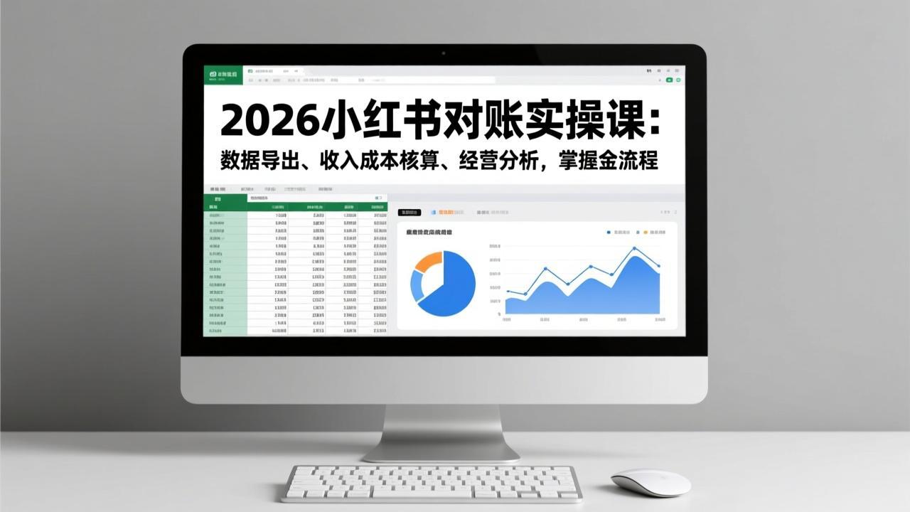2026小红书对账实操课：数据导出、收入成本核算、经营分析，掌握全流程-小目标云网创