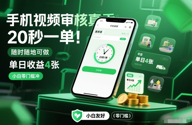 手机视频审核真香！20秒一单，随时随地可做，单日收益4张，小白零门槛冲【揭秘】-小目标云网创