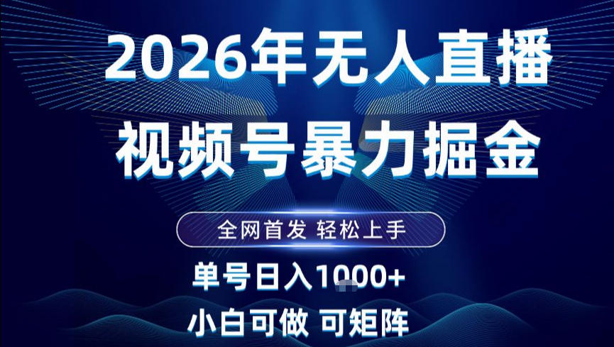 2026最新视频号无人直播掘金,全网首发,小白可以玩,长期稳定日入1k+【揭秘】-小目标云网创