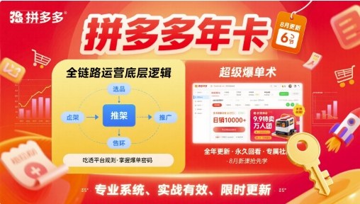 拼多多年卡，拼多多全链路运营底层逻辑，超级爆单术【更新26年1月】-小目标云网创