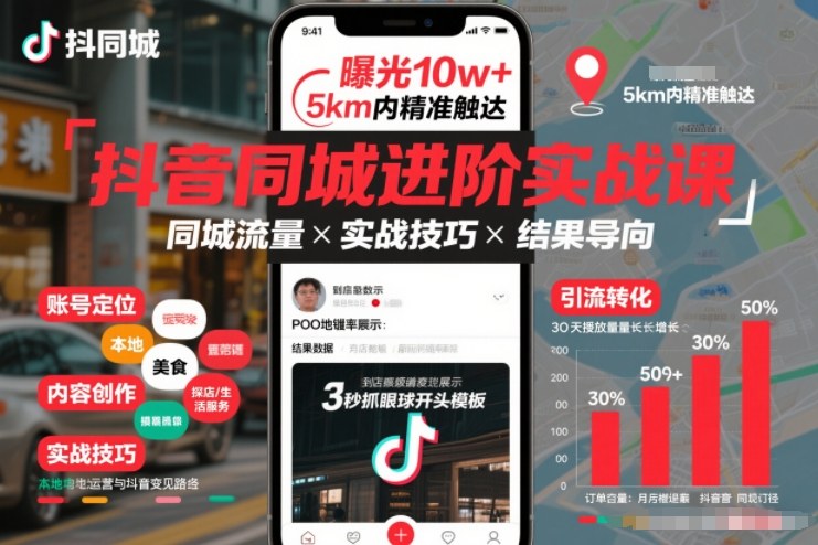 抖音同城进阶实战课，助你同城流量拿到结果-小目标云网创
