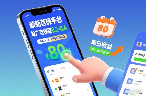 最新首码平台，单广告保底0.2-0.4，单机一天轻松撸80，早入场早賺米【揭秘】-小目标云网创